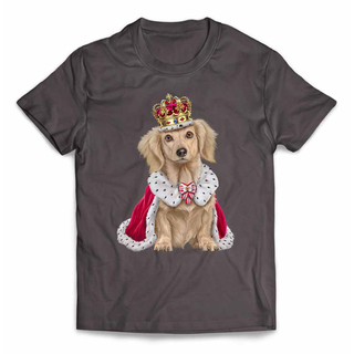 ダックスフンド いぬ 犬 王様 キング 王子様 王冠 Tシャツ メンズ(Tシャツ/カットソー(半袖/袖なし))