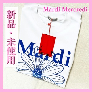 マルディメクルディ　MardiMercredi Tシャツ 白  青 文字(Tシャツ/カットソー(半袖/袖なし))