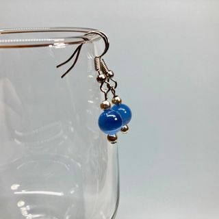 ピアス　キャッツアイピアス(ブルー)  パワーストーンピアス S (ピアス)