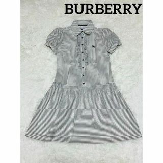 BURBERRY BLUE LABEL - BURBERRY ブルーレーベル シャツワンピース ストライプ Aライン フリル