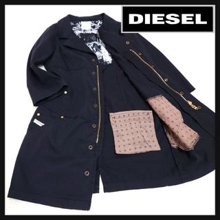 ディーゼル(DIESEL)のDIESEL ディーゼル 薄手モッズコート ロングジャケット ブラック(モッズコート)