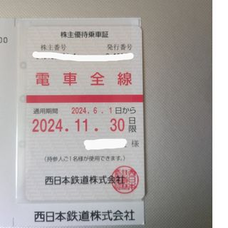 西日本鉄道　株主優待乗車証　電車全線　定期　西鉄