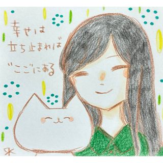 【728】【女の子と猫の絵】オリジナル手描きアナログイラスト原画　自作創作アート(アート/写真)