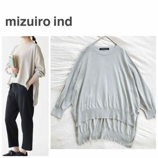 mizuiro ind - 美品＊ミズイロインド＊ボートネック ワイドプルオーバー シアー 春夏 コットン