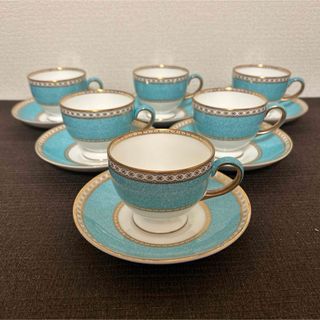 ウェッジウッド(WEDGWOOD)のウェッジウッド　ユーランダー　パウダーターコイズ　リー　カップ&ソーサー　6客(グラス/カップ)