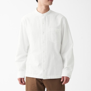 MUJI (無印良品) - 無印良品 新疆綿 フランネルスタンドカラーシャツ XL 白