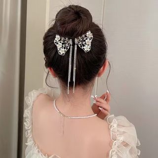 タッセル　フラワー　ヘアクリップ　ゴールド　パール　フリンジ　ヘアアクセサリー(バレッタ/ヘアクリップ)