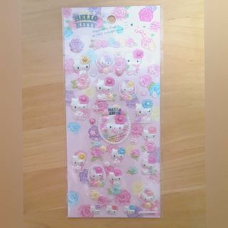 サンリオ(サンリオ)の【美品】ハローキティ ぷくぷくシール／リボン、ピンク、花柄、ハート、サンリオ(キャラクターグッズ)