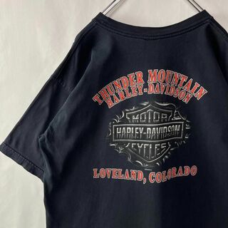 ハーレーダビッドソン(Harley Davidson)のハーレーダビッドソン　ビッグプリント　Tシャツ　古着　ブラック　XLサイズ(Tシャツ/カットソー(半袖/袖なし))