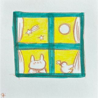 【729】【うさぎの絵】オリジナル手描きアナログイラスト原画　自作創作アート作品(アート/写真)