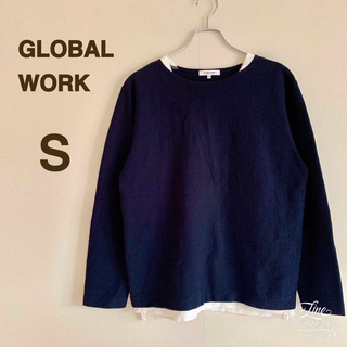 グローバルワーク(GLOBAL WORK)のグローバルワーク メンズ S トップス カットソー ネイビー 濃紺 おしゃれ(Tシャツ/カットソー(七分/長袖))