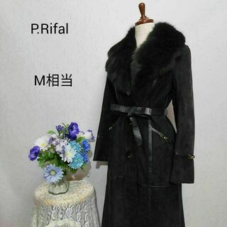 P.Rifal　極上美品　本皮　ロングコート　黒色　М相当サイズ(ロングコート)