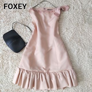 FOXEY - 美品 フォクシー シルク100 ジュエルドレス ビジュー シフォン ワンピース