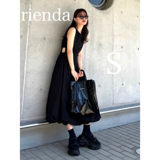 リエンダ(rienda)の極美品☆リエンダ　ドロストオープン　バルーン　ワンピース　ブラック　ロング　S(ロングワンピース/マキシワンピース)