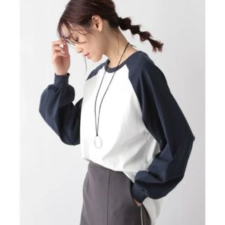 グローバルワーク(GLOBAL WORK)の☆グローバルワーク ヘビロッTEE袖ボリューム M ネイビー 長袖 ロンTシャツ(Tシャツ(長袖/七分))