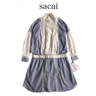 sacai レース ストライプ ワンピース