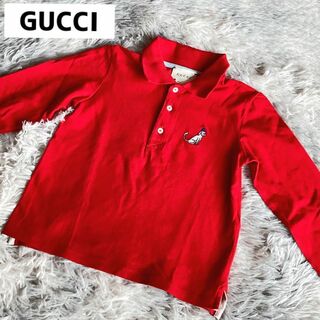 Gucci - GUCCI グッチ ポロシャツ 刺繍 ワンポイント レッド 36か月　100