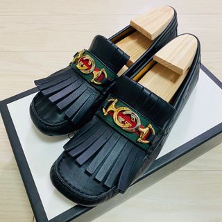 グッチ(Gucci)の【極美品】GUCCI グッチ インターロッキング フリンジ ドライビング(ローファー/革靴)