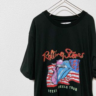 MUSIC TEE - ローリングストーンズ バンドT 半袖 黒 Lサイズ