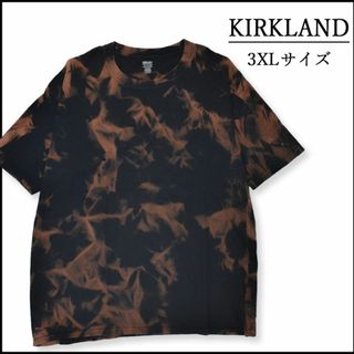 メンズブリーチ染め半袖Tシャツ3XL 古着屋　ブランド 　大きめ　黒　柄物　丸首(Tシャツ/カットソー(半袖/袖なし))