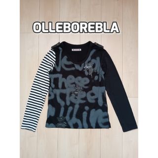 ALBEROBELLO - OLLEBOREBLA アルベロベロ　ボーダー切替え長袖カットソー　Ｔシャツ　黒