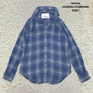 ジャーナルスタンダードレリューム(JOURNAL STANDARD relume)のジャーナルスタンダードレリューム チェック リネンシャツ スキッパー 1 ブルー(シャツ/ブラウス(長袖/七分))