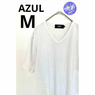 アズールバイマウジー(AZUL by moussy)のAZUL Tシャツ 半袖 無地 柄 白 ホワイト 夏 M 古着(Tシャツ/カットソー(半袖/袖なし))