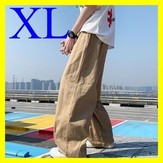 チノパン ストレート ワイド レディース 韓国 カジュアル ユニセックス XL(チノパン)