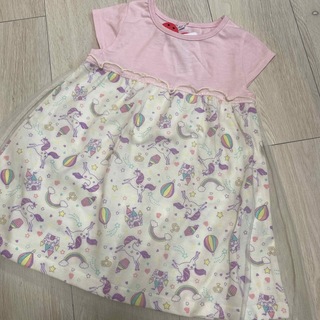 西松屋　ワンピース　ピンク　チュールスカート　半袖　ユニコーン　夏　110サイズ
