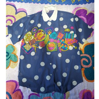 VINTAGE - 昭和レトロ LUITHEMIS シアー 日本製 水玉 ポップ  半袖 シャツ