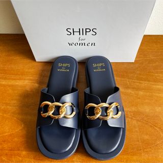 シップス(SHIPS)のSHIPS ビット ボリューム ソール サンダル 24cm ネイビー(サンダル)