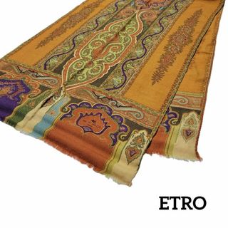 エトロ(ETRO)の【美品】ETRO ストール 130×41 ウール シルク ペイズリー(ストール/パシュミナ)