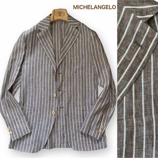 イザイア(ISAIA)の美品/MICHELANGELO/ストライプ/リネンジャケット(テーラードジャケット)