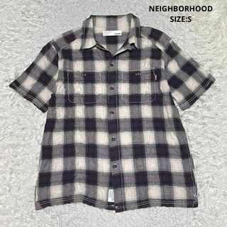 NEIGHBORHOOD - ネイバーフッド 春夏 シワ加工 チェック柄 オープンカラー シャツ S パープル