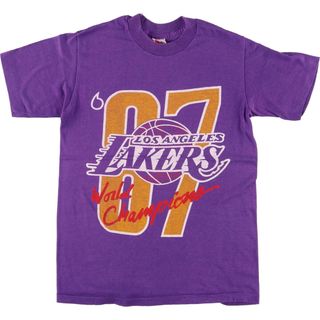 古着 80年代 SIGNAL NBA LOS ANGELES LAKERS ロサンゼルスレイカーズ スポーツプリントTシャツ USA製 メンズS ヴィンテージ /eaa450382(Tシャツ/カットソー(半袖/袖なし))