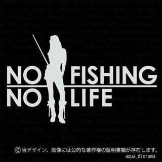 NO FISHING NO LIFEステッカーLADY/WH(その他)