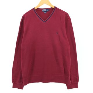 ラルフローレン(Ralph Lauren)の古着 ラルフローレン Ralph Lauren POLO by Ralph Lauren Vネック ワンポイントロゴスウェットシャツ トレーナー メンズL /eaa434230(スウェット)