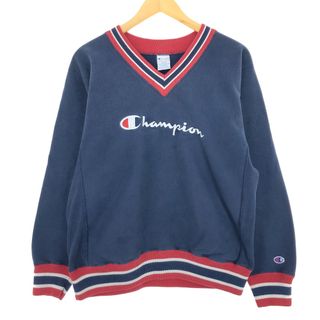 チャンピオン(Champion)の古着 90年代 チャンピオン Champion REVERSE WEAVE リバースウィーブ 刺繍タグ Vネック ロゴスウェットシャツ トレーナー USA製 メンズL ヴィンテージ /eaa447684(スウェット)