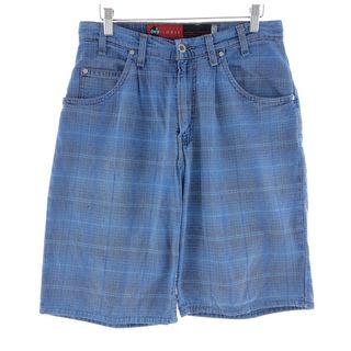 リーバイス(Levi's)の古着 90年代 リーバイス Levi's SILVER TAB シルバータブ LOOSE ルーズ チェック柄 デニムショーツ ハーフパンツ USA製 メンズw31 ヴィンテージ /eaa382317(ショートパンツ)