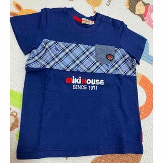 ミキハウス(mikihouse)の新品未使用ミキハウス　ロゴチェック入りtシャツ　現行品(Tシャツ/カットソー)