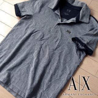 アルマーニエクスチェンジ(ARMANI EXCHANGE)の美品 アルマーニエクスチェンジ AX メンズ 半袖ポロシャツ ブラック(ポロシャツ)