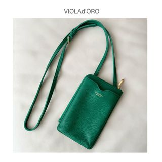 ヴィオラドーロ(VIOLAd'ORO)のヴィオラドーロ　ウォレットショルダー　スマホショルダー　グリーン(ショルダーバッグ)