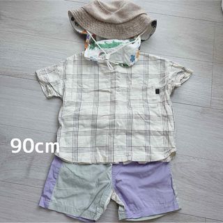 プティマイン(petit main)の90cm ベビー服コーデセット　3点セット　帽子　子供服　キッズ服　こども服(パンツ/スパッツ)