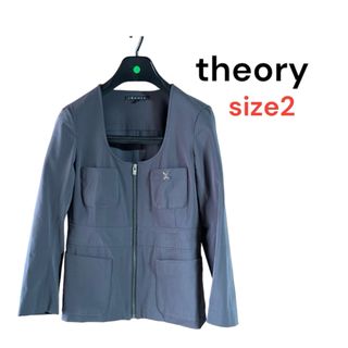 セオリー(theory)の【theory】セオリー　ノーカラージャケット　ブルゾン　サイズ2(ノーカラージャケット)