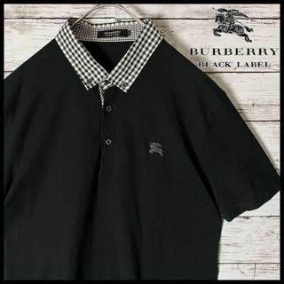 バーバリーブラックレーベル(BURBERRY BLACK LABEL)の【超人気デザイン】バーバリーブラックレーベル ギンガムチェック襟 半袖ポロシャツ(ポロシャツ)