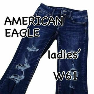 アメリカンイーグル(American Eagle)のアメリカンイーグル ARTIST CROP スーパーストレッチ US0 ダメージ(デニム/ジーンズ)