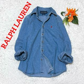 ラルフローレン(Ralph Lauren)の美品✨ラルフローレン　デニムシャツ　ヴィンテージ　ボタンダウン　ブルー　9(シャツ/ブラウス(長袖/七分))