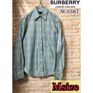 バーバリー(BURBERRY)のBURBERRY レディース チェック柄長袖シャツ Mサイズ ライトブルー(シャツ/ブラウス(長袖/七分))