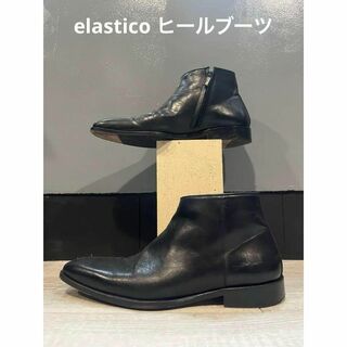 elastico ヒールブーツ　サイドジップ　レザー　黒(ブーツ)