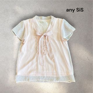 anySiS - any SiS エニスィス シアー リボンブラウス 半袖 ピンク Mサイズ